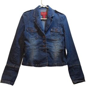 Vintage Paris Blues Denim Jacket Women's Size S Blue Western‎ Blazer Pinstripe